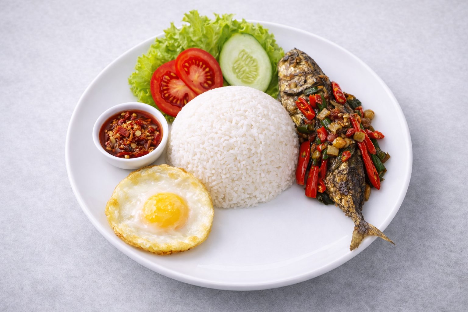 Nasi Ikan Asin Peda Cabe Hijau
